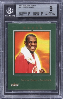 2003-04 Fleer Avant #65 LeBron James Rookie Card (#231/699) - BGS MINT 9